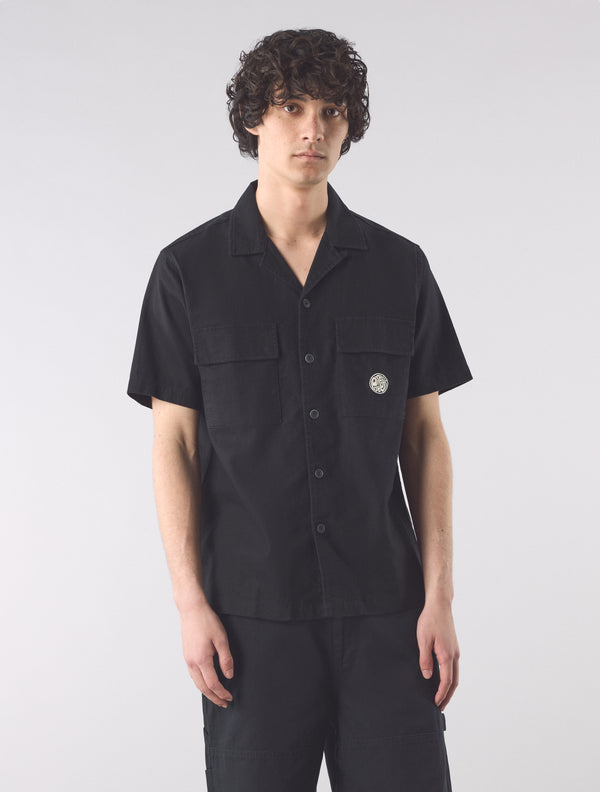 Pretty Green Stamford Cuban Collar Short Sleeve Shirt Black