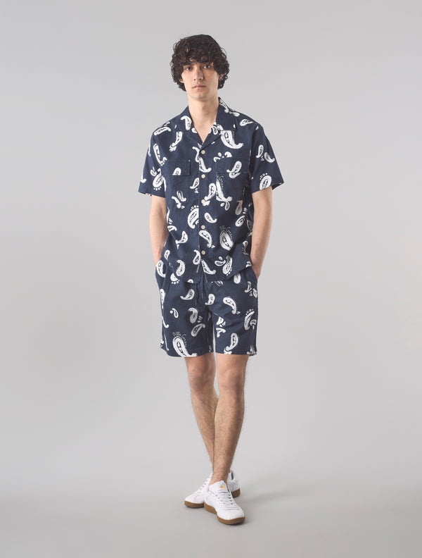 Pretty Green Widnes Paisley Cuban Collar Short Sleeve Shirt