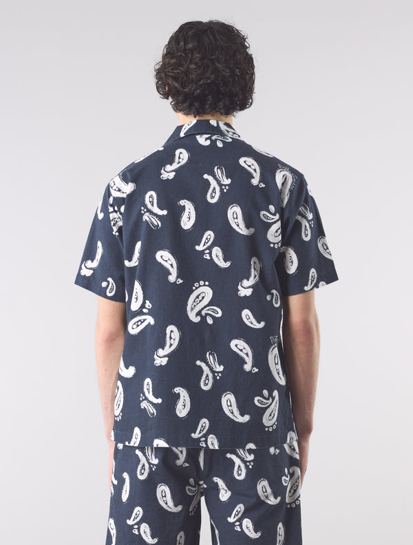 Pretty Green Widnes Paisley Cuban Collar Short Sleeve Shirt