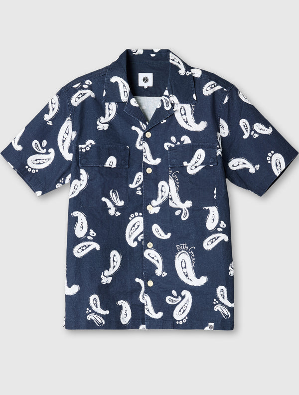 pretty green Widnes Paisley Cuban Collar Short Sleeve Shirt