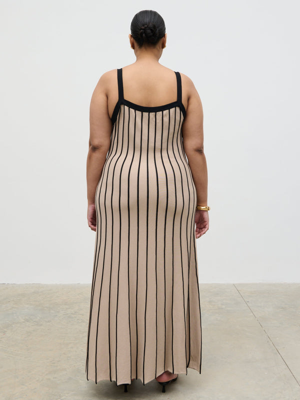 Pretty Lavish Alyssia Stripe Long Midaxi Knit Dress Curve
