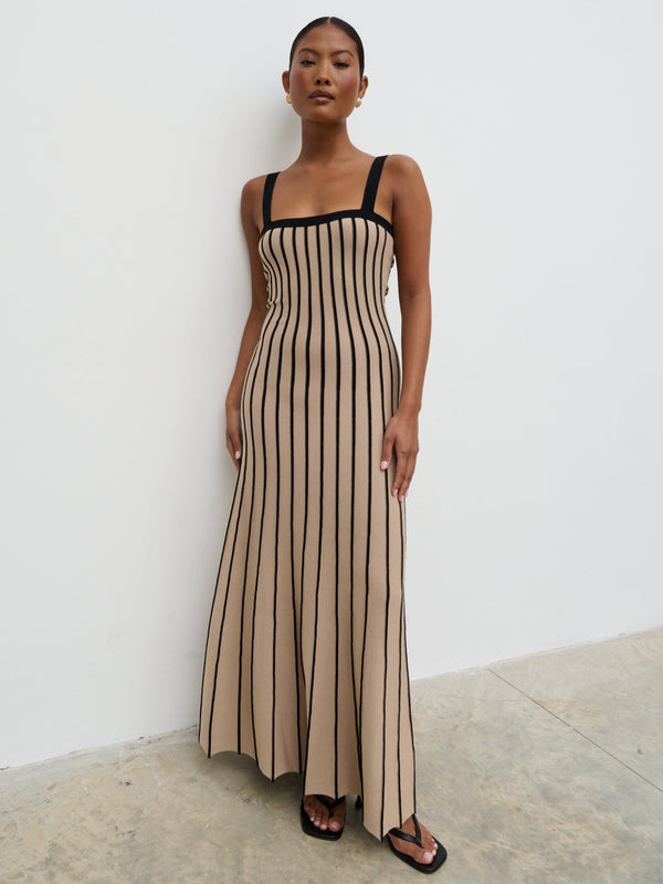 pretty lavish Alyssia Stripe Long Midaxi Knit Dress