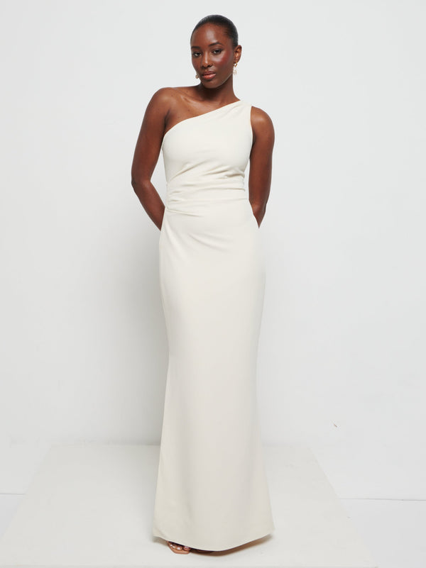 Pretty Lavish Amelia Crepe Ruched Maxi Bridesmaid Dress