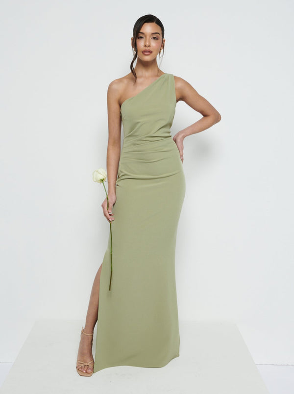 Pretty Lavish Amelia Crepe Ruched Maxi Bridesmaid Dress