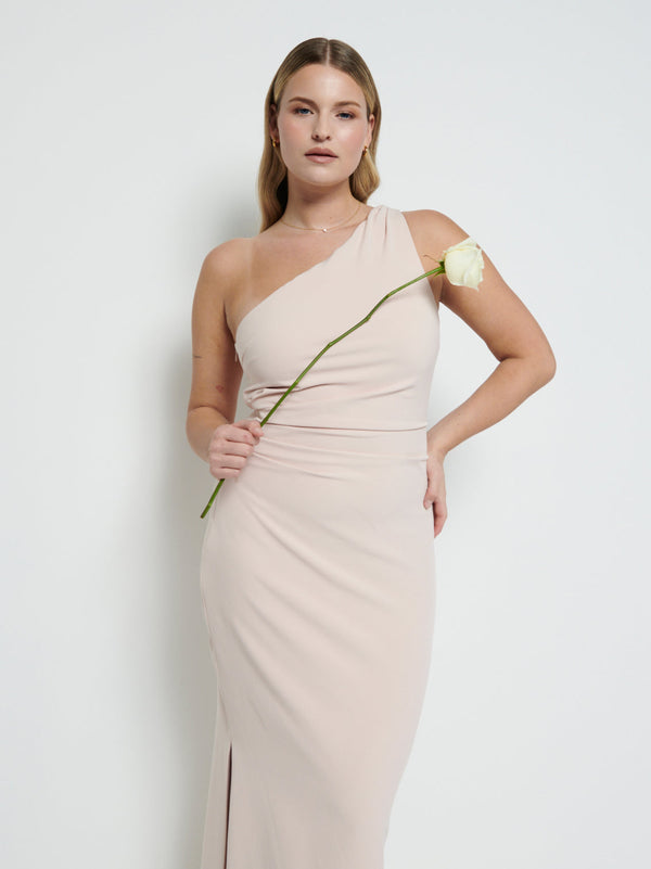 Pretty Lavish Amelia Crepe Ruched Maxi Bridesmaid Dress