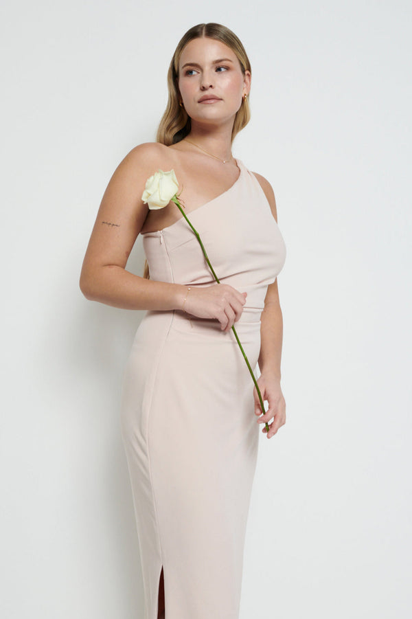 Pretty Lavish Amelia Crepe Ruched Maxi Bridesmaid Dress