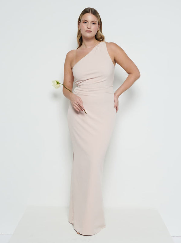 pretty lavish Amelia Crepe Ruched Maxi Bridesmaid Dress