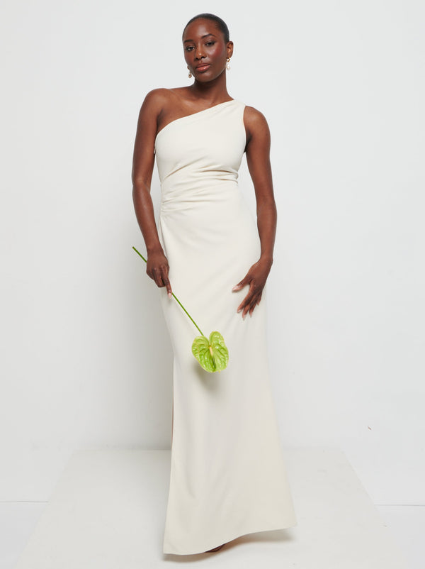 pretty lavish Amelia Crepe Ruched Maxi Bridesmaid Dress