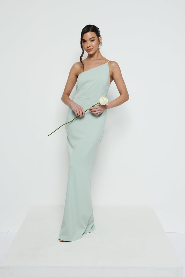 Pretty Lavish Amelia One Shoulder Crepe Maxi Bridesmaid Dress