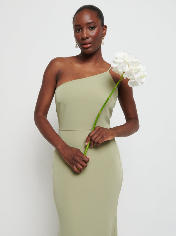 Pretty Lavish Amelia One Shoulder Crepe Maxi Bridesmaid Dress
