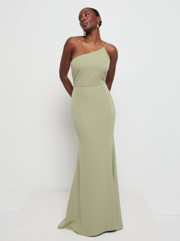 Pretty Lavish Amelia One Shoulder Crepe Maxi Bridesmaid Dress