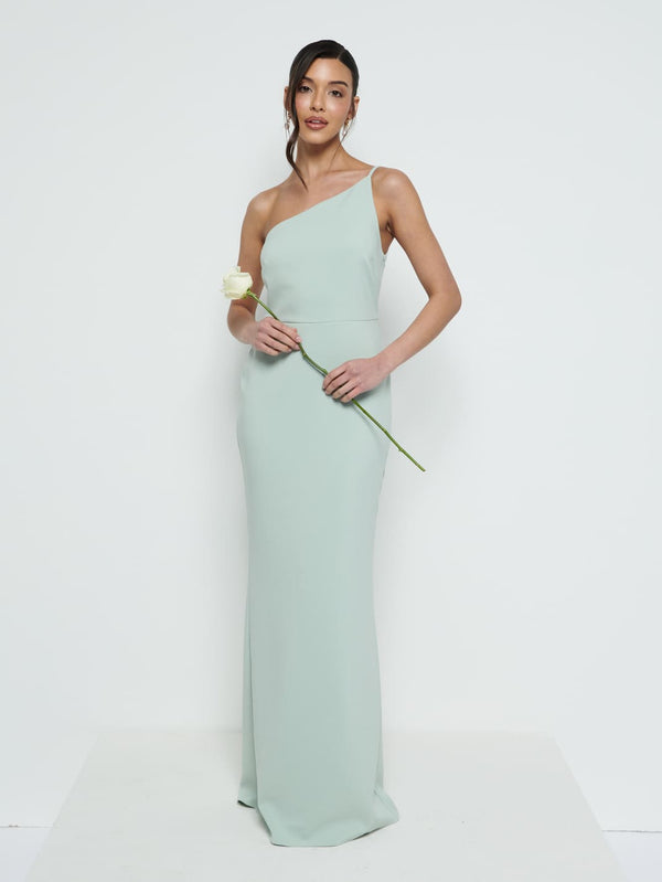 pretty lavish Amelia One Shoulder Crepe Maxi Bridesmaid Dress