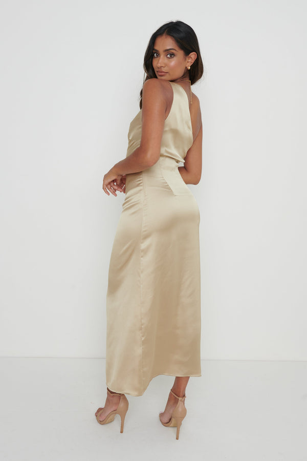 Pretty Lavish Amelia One Shoulder Ruched Satin Dress