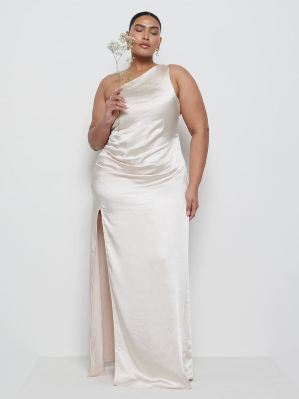 pretty lavish Amelia Ruched Maxi Bridesmaid Dress Curve
