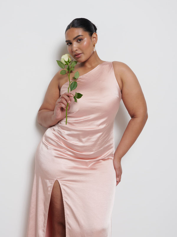 Pretty Lavish Amelia Ruched Maxi Bridesmaid Dress Curve