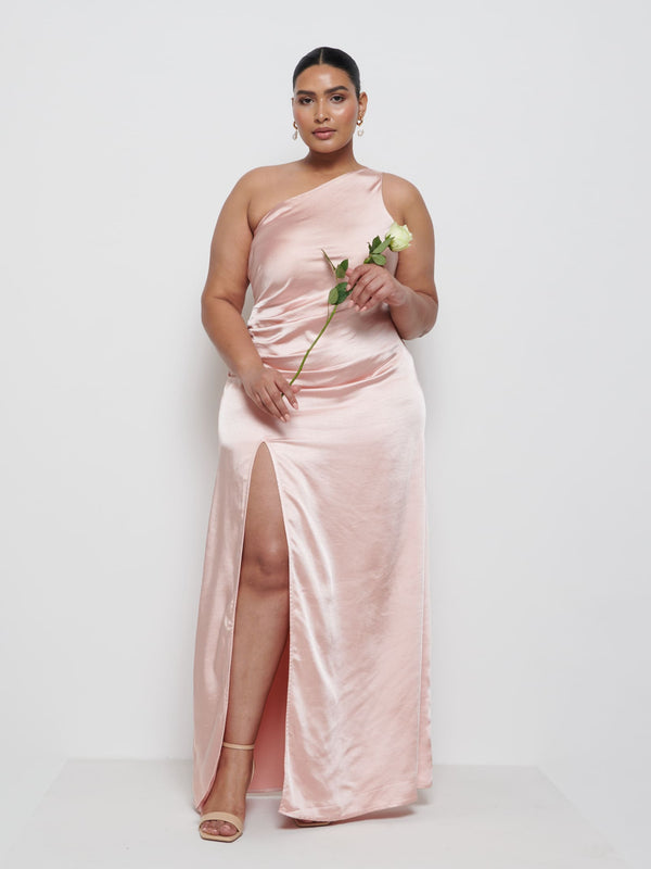 Pretty Lavish Amelia Ruched Maxi Bridesmaid Dress Curve