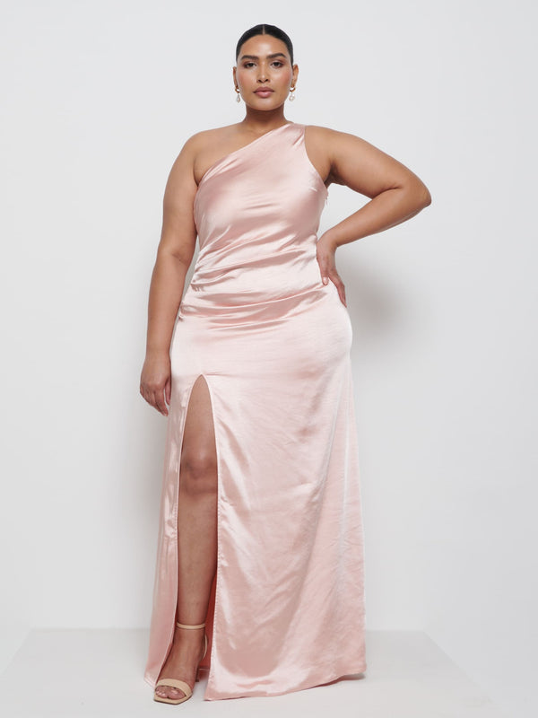 pretty lavish Amelia Ruched Maxi Bridesmaid Dress Curve