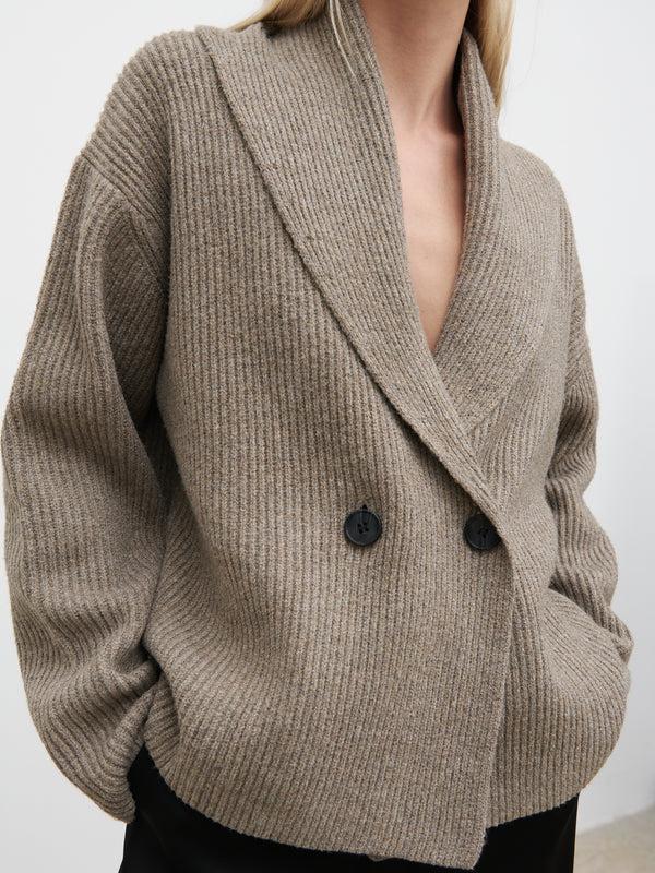 Pretty Lavish Ana Cross Over Collared Knit Cardigan