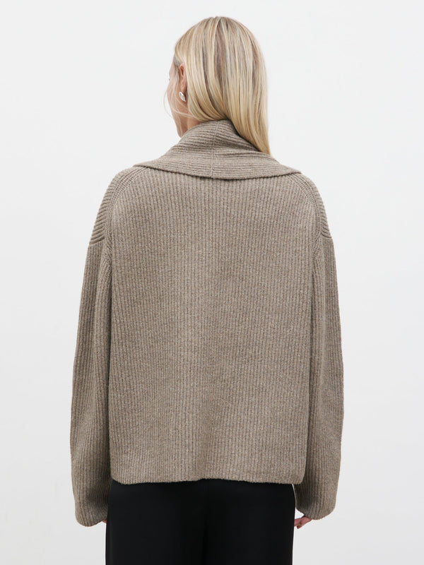 Pretty Lavish Ana Cross Over Collared Knit Cardigan