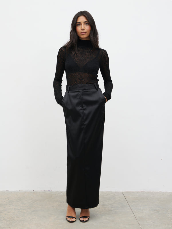 Pretty Lavish Annalise High Neck Patterned Fine Knit Top