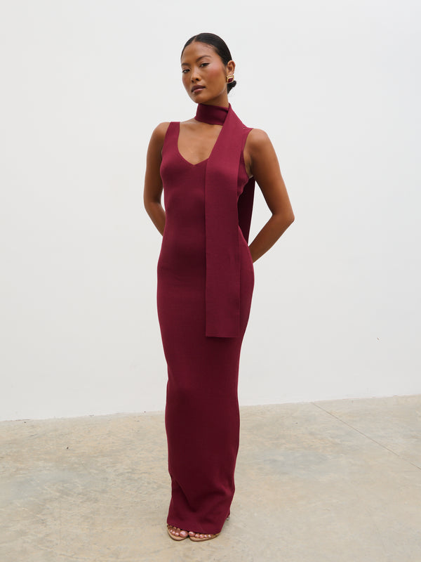 Pretty Lavish Arabella Knit Maxi Dress With Neck Tie