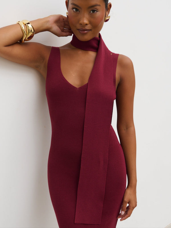 Pretty Lavish Arabella Knit Maxi Dress With Neck Tie
