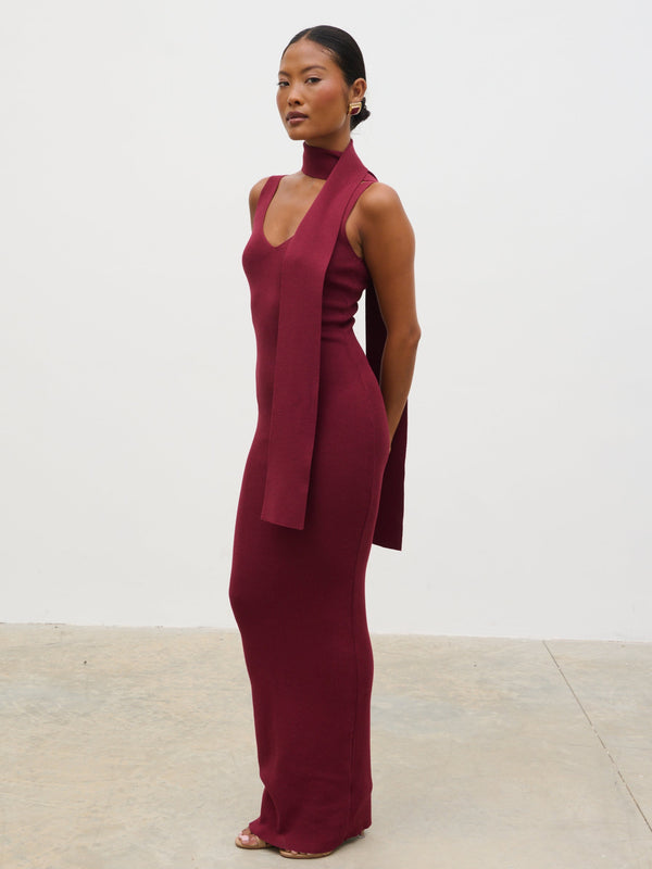 pretty lavish Arabella Knit Maxi Dress with Neck Tie