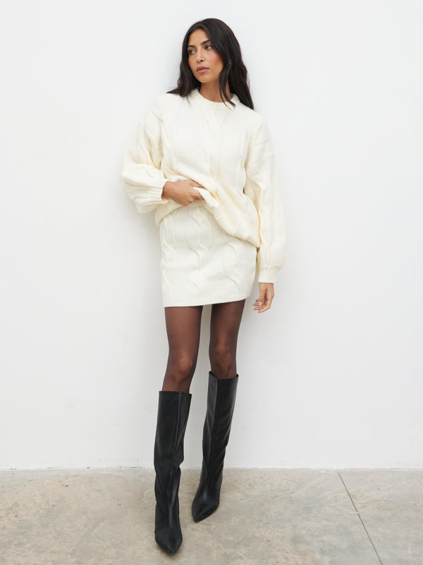 pretty lavish Atlantic Chunky Cable Knit Mini Skirt