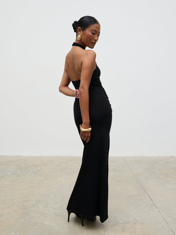 Pretty Lavish Bernelle Halterneck Tie Waist Knit Midaxi Dress