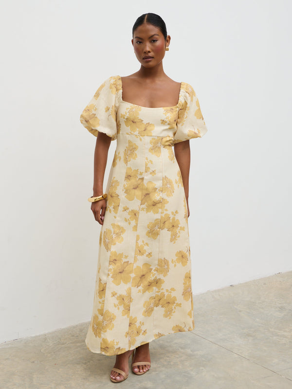 pretty lavish Bette Printed Puff Sleeve Midaxi Dress