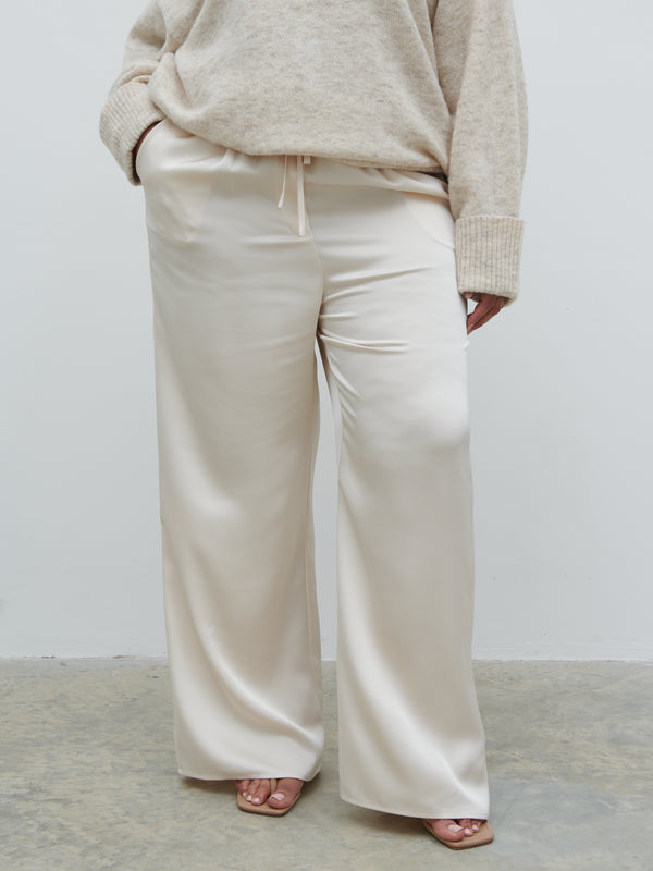 Pretty Lavish Breya Satin Drawstring Trousers Curve