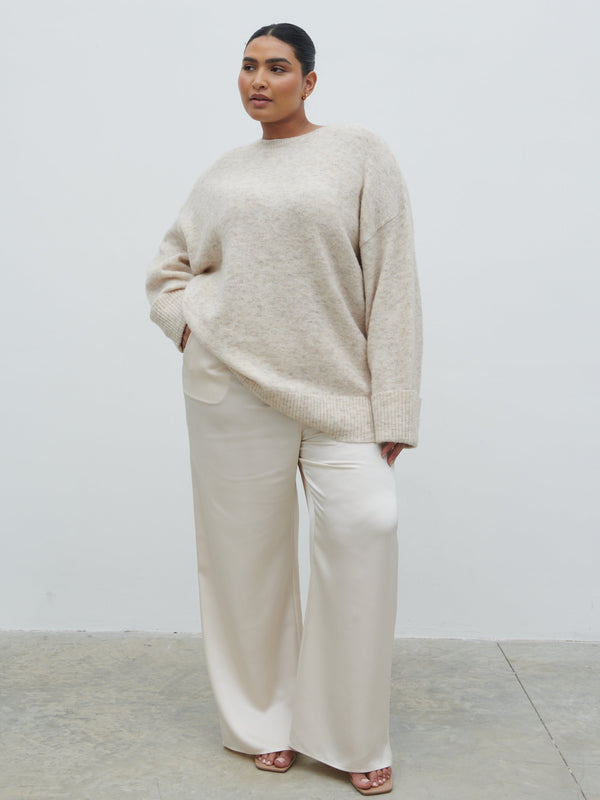 pretty lavish Breya Satin Drawstring Trousers Curve