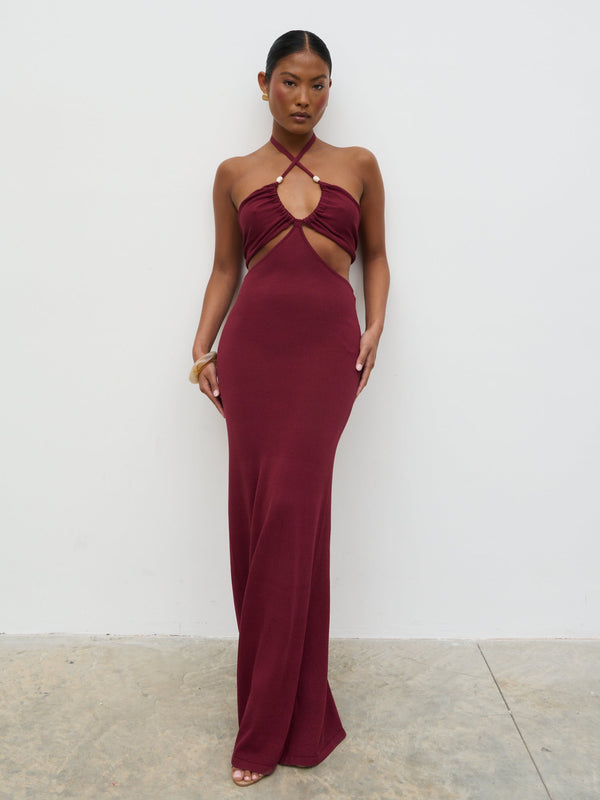 pretty lavish Candice Halterneck Beaded Knit Maxi Dress