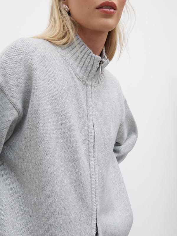 Pretty Lavish Claudia Double Ended Zip Knit Cardigan