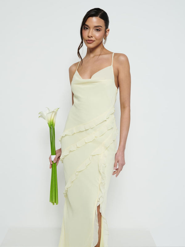 Pretty Lavish Constance Ruffle Chiffon Maxi Bridesmaid Dress