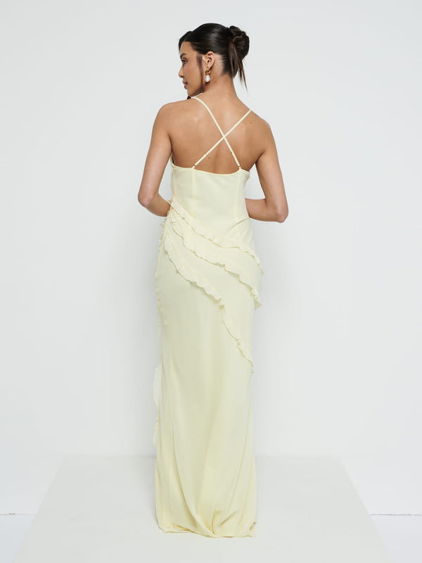 Pretty Lavish Constance Ruffle Chiffon Maxi Bridesmaid Dress