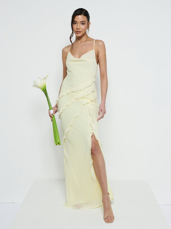 Pretty Lavish Constance Ruffle Chiffon Maxi Bridesmaid Dress