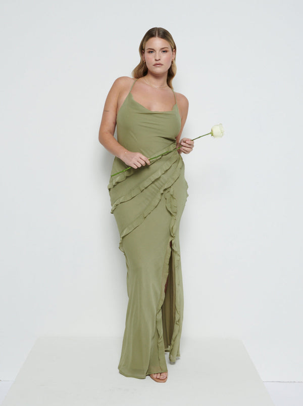 pretty lavish Constance Ruffle Chiffon Maxi Bridesmaid Dress