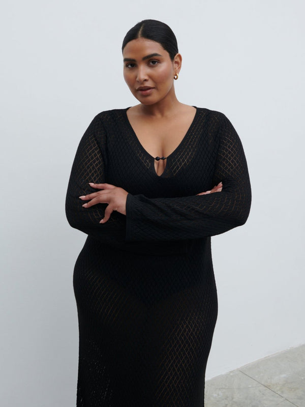 Pretty Lavish Croisette Knit Beaded Midaxi Dress Curve