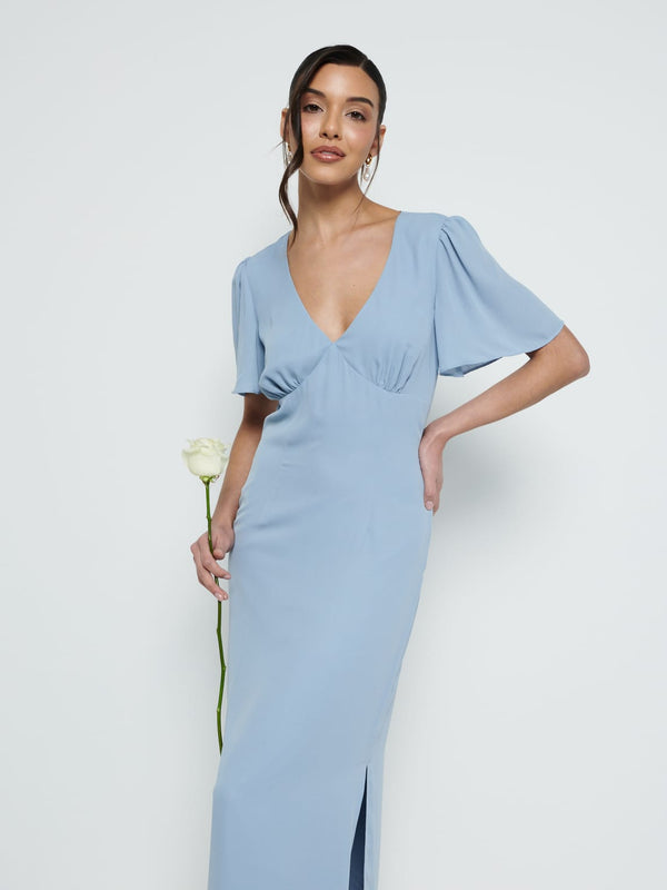 Pretty Lavish Edie Chiffon Short Sleeve Maxi Bridesmaid Dress