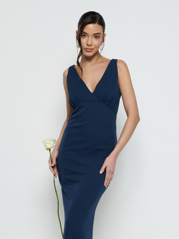 Pretty Lavish Esmee V-Neck Crepe Maxi Bridesmaid Dress