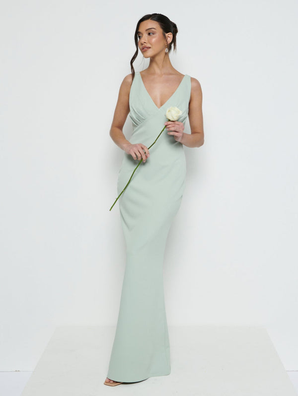 Pretty Lavish Esmee V-Neck Crepe Maxi Bridesmaid Dress