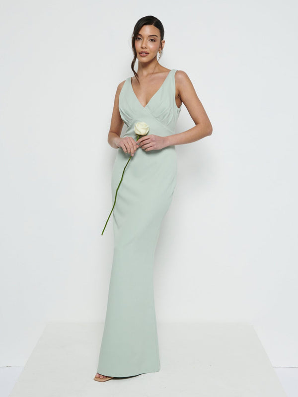 pretty lavish Esmee V-Neck Crepe Maxi Bridesmaid Dress