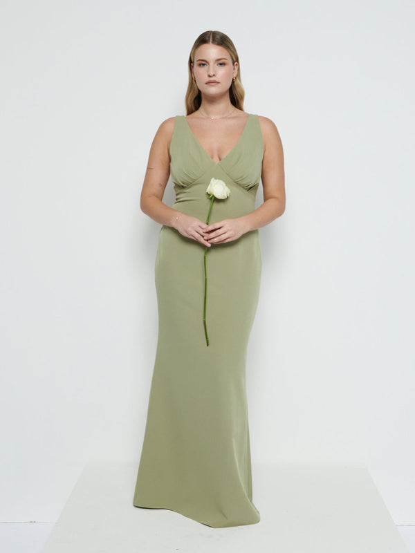 pretty lavish Esmee V-Neck Crepe Maxi Bridesmaid Dress