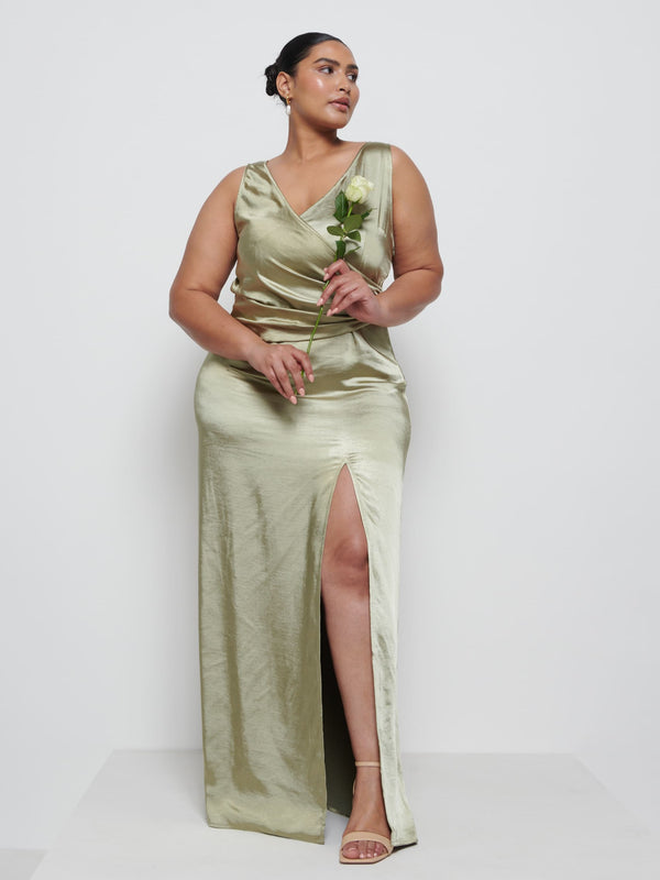 pretty lavish Esmee Wrap Maxi Bridesmaid Dress Curve