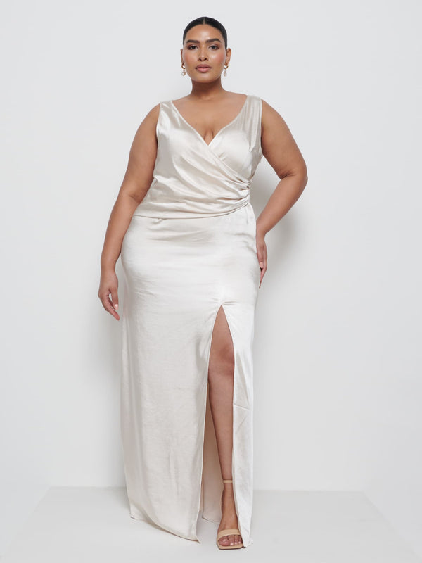 pretty lavish Esmee Wrap Maxi Bridesmaid Dress Curve