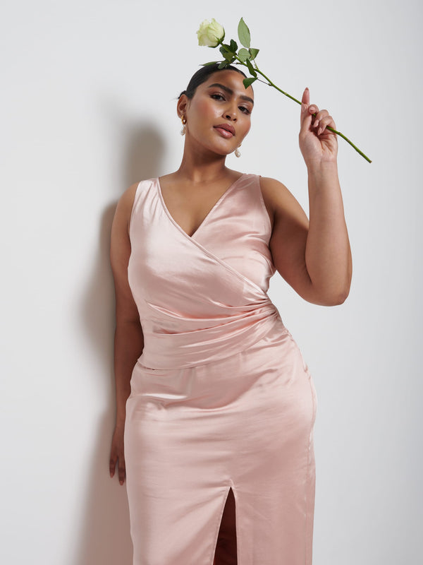Pretty Lavish Esmee Wrap Maxi Bridesmaid Dress Curve