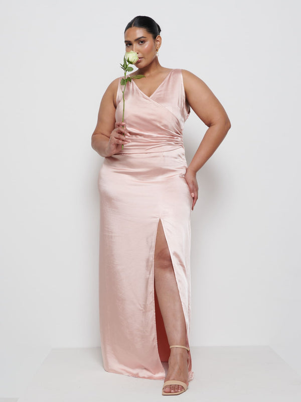pretty lavish Esmee Wrap Maxi Bridesmaid Dress Curve