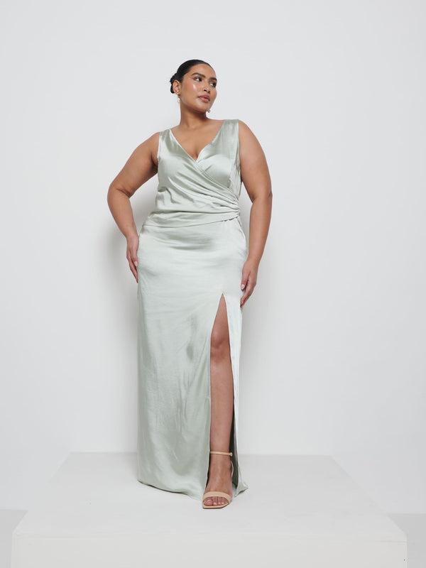 pretty lavish Esmee Wrap Maxi Bridesmaid Dress Curve
