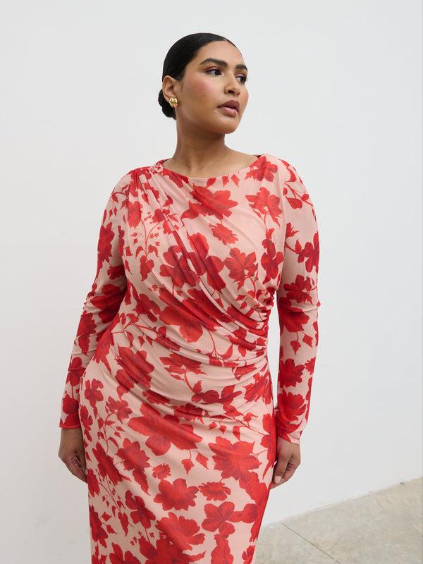 Pretty Lavish Ethel Long Sleeve Jersey Midaxi Dress Curve